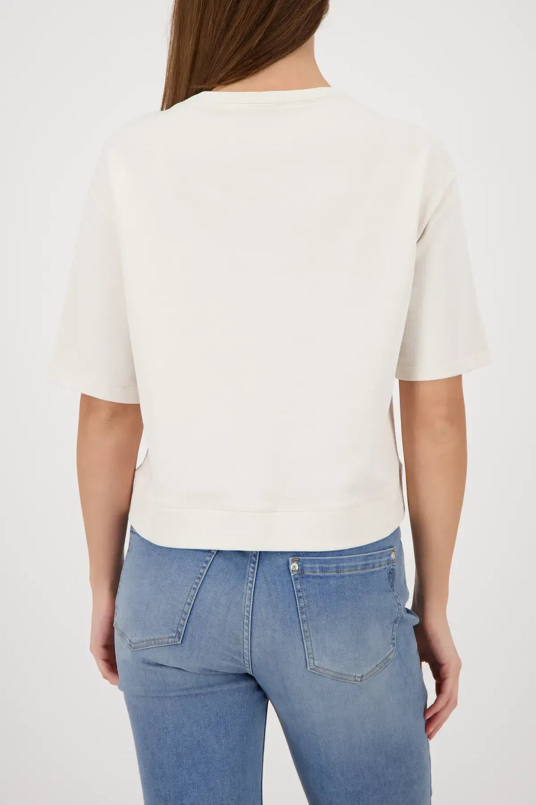 Sweat-shirt à manches courtes Monari beige à strass