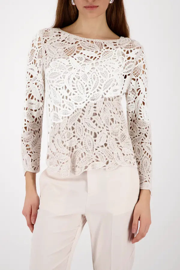Pull Monari blanc cassé à motif Cornelli