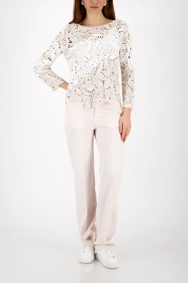 Pull Monari blanc cassé à motif Cornelli