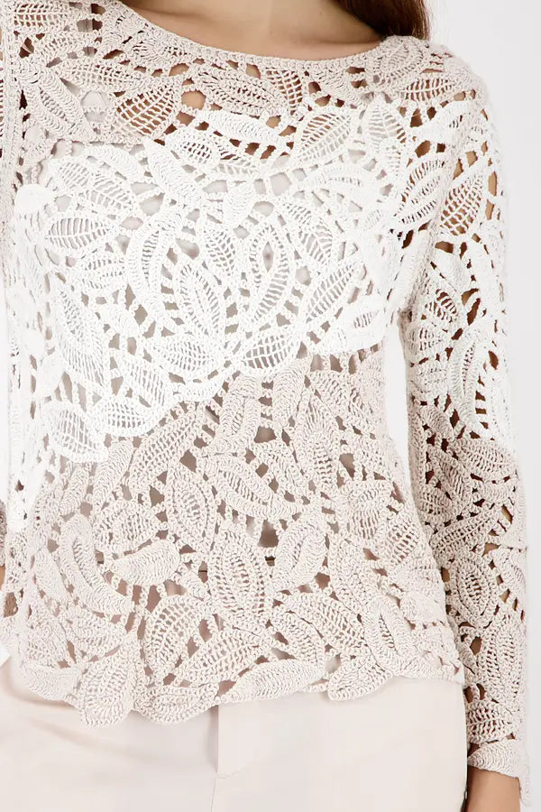 Pull Monari blanc cassé à motif Cornelli