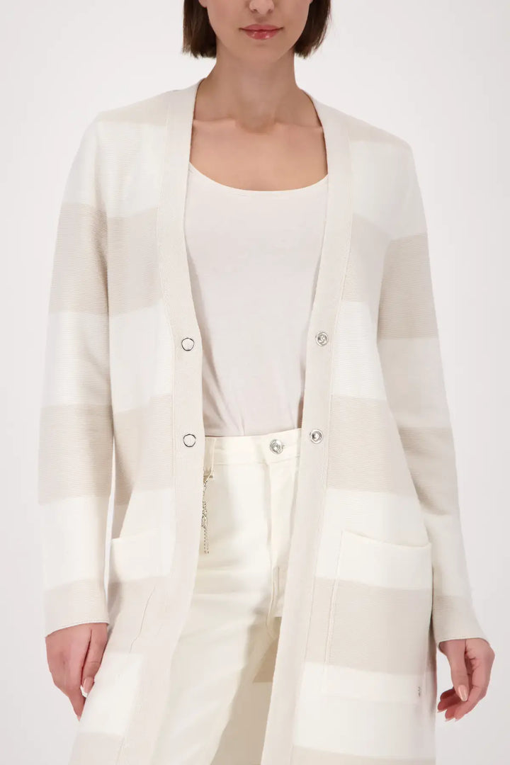 Gilet Monari beige à rayures carrées