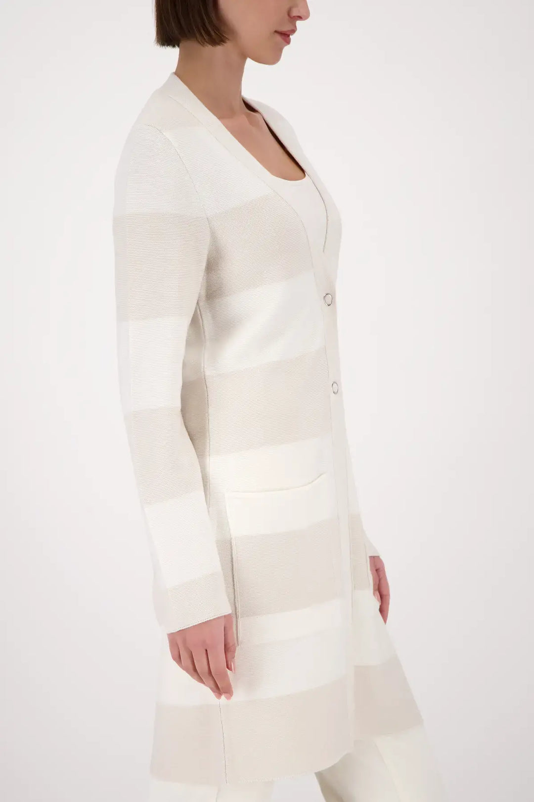 Gilet Monari beige à rayures carrées