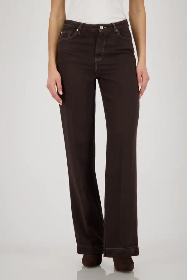 Pantalon droit Monari couleur chocolat noir