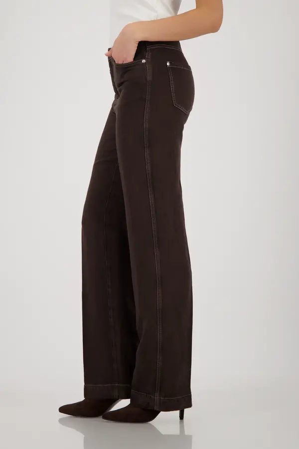 Pantalon droit Monari couleur chocolat noir