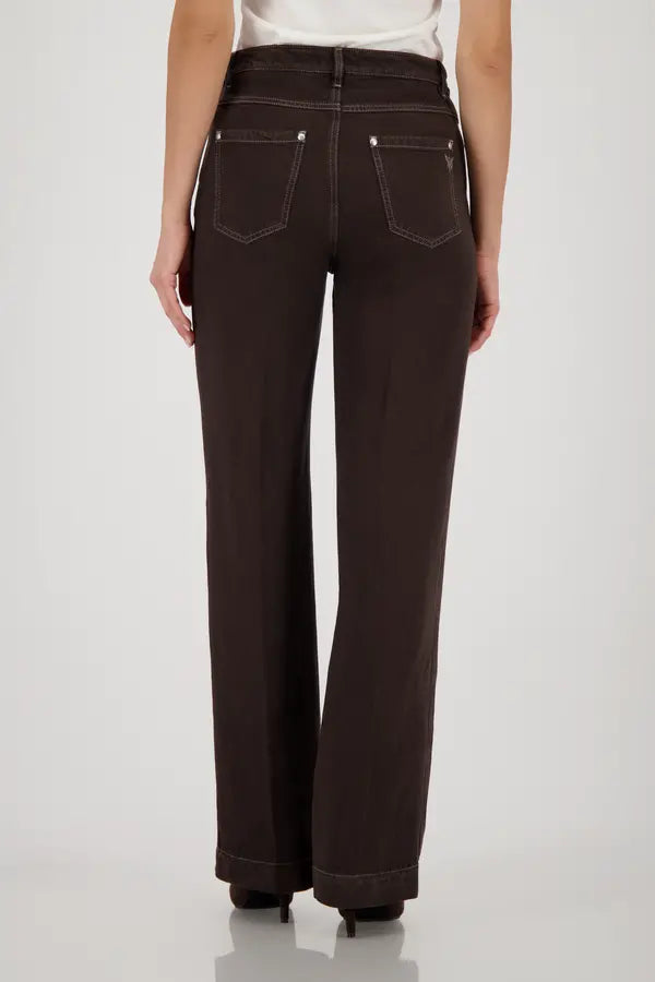 Pantalon droit Monari couleur chocolat noir