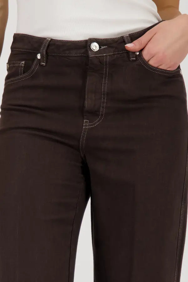 Pantalon droit Monari couleur chocolat noir