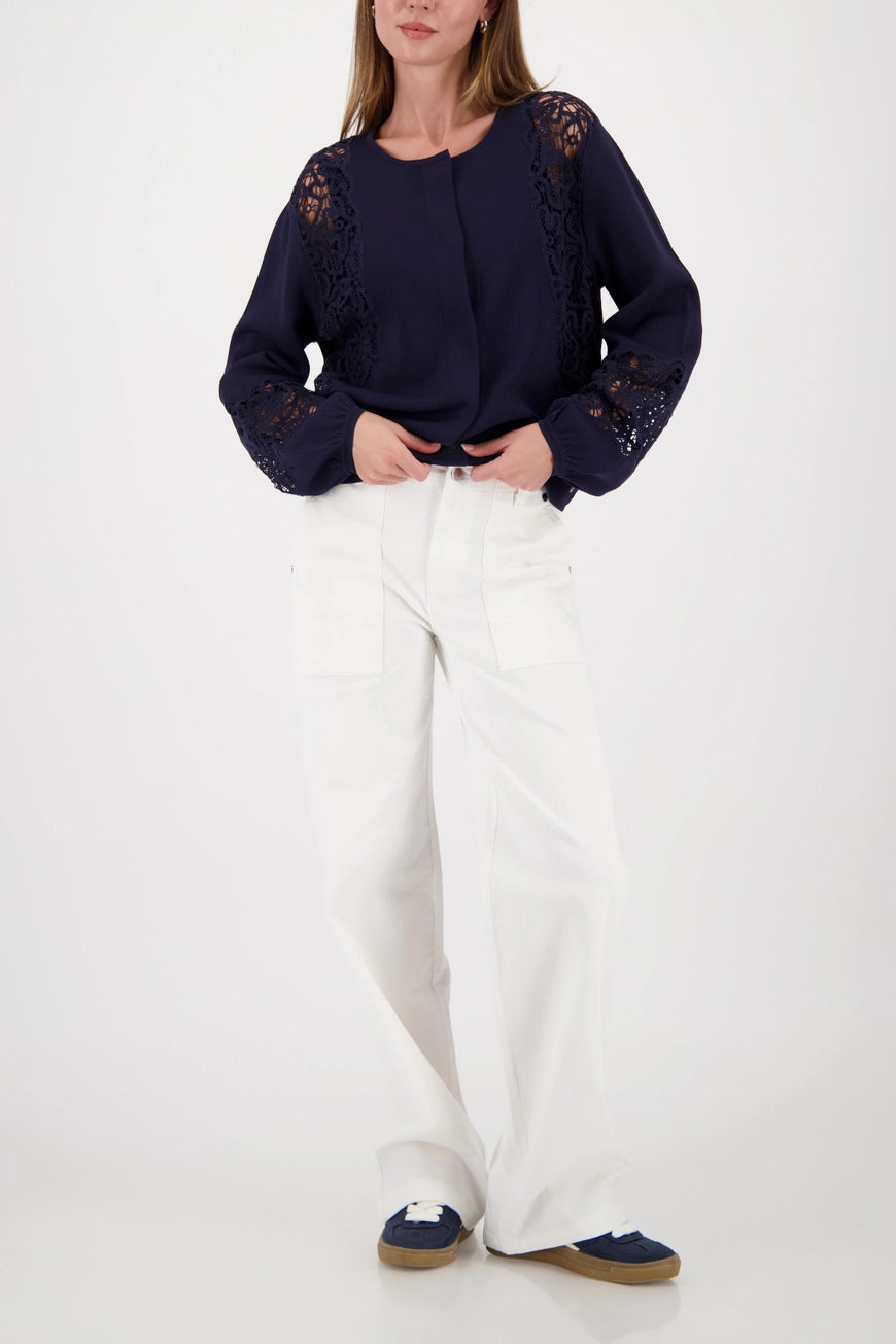 Gilet en dentelle marine Monari