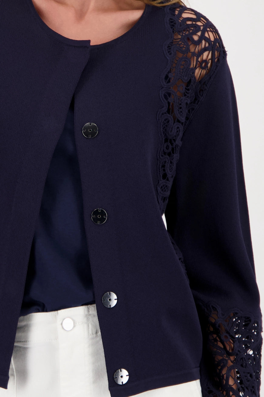 Gilet en dentelle marine Monari