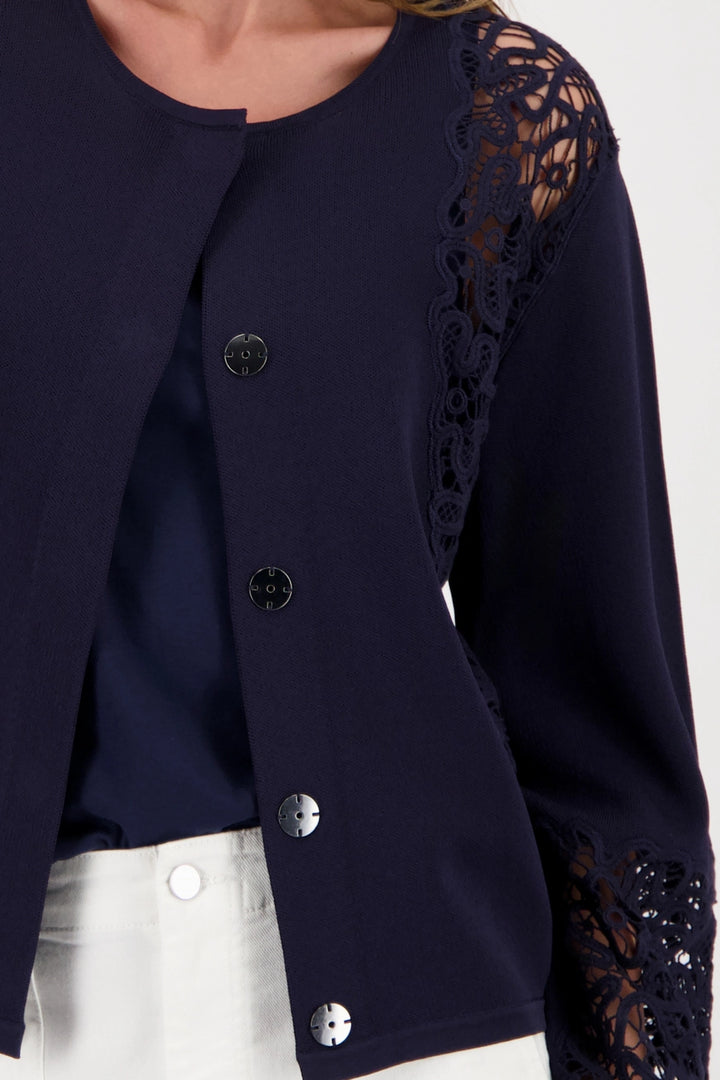 Gilet en dentelle marine Monari