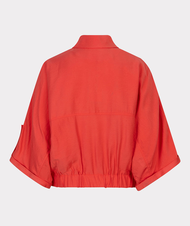 Veste EsQualo rouge à manches courtes et boutons dorés