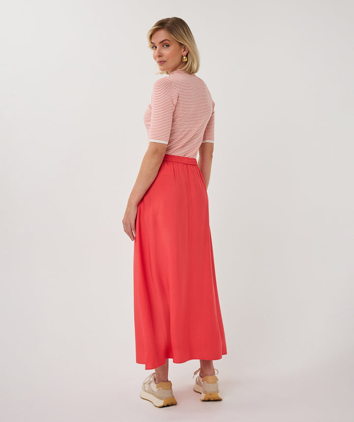 Jupe longue rouge à taille élastique EsQualo