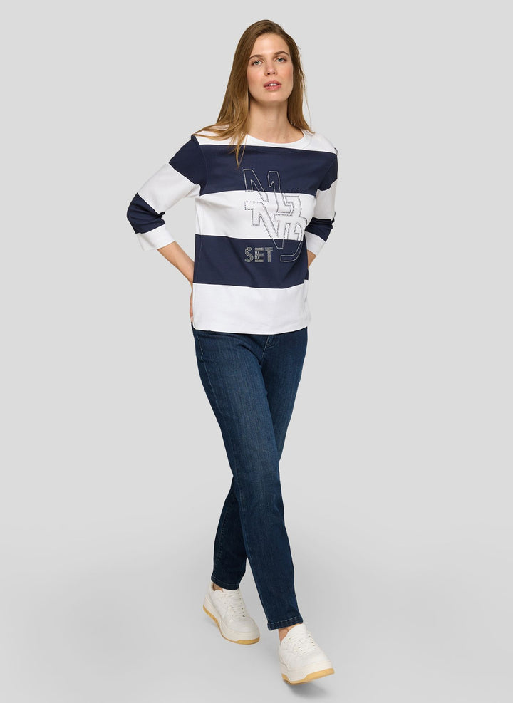 Chemise à larges rayures marines Rabe