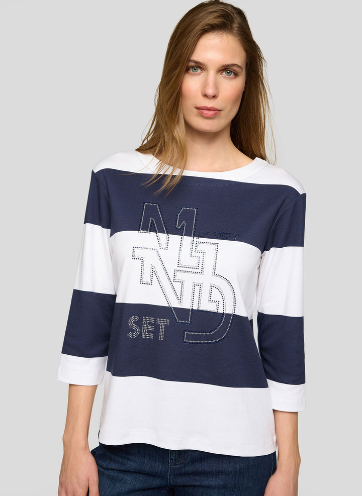 Chemise à larges rayures marines Rabe