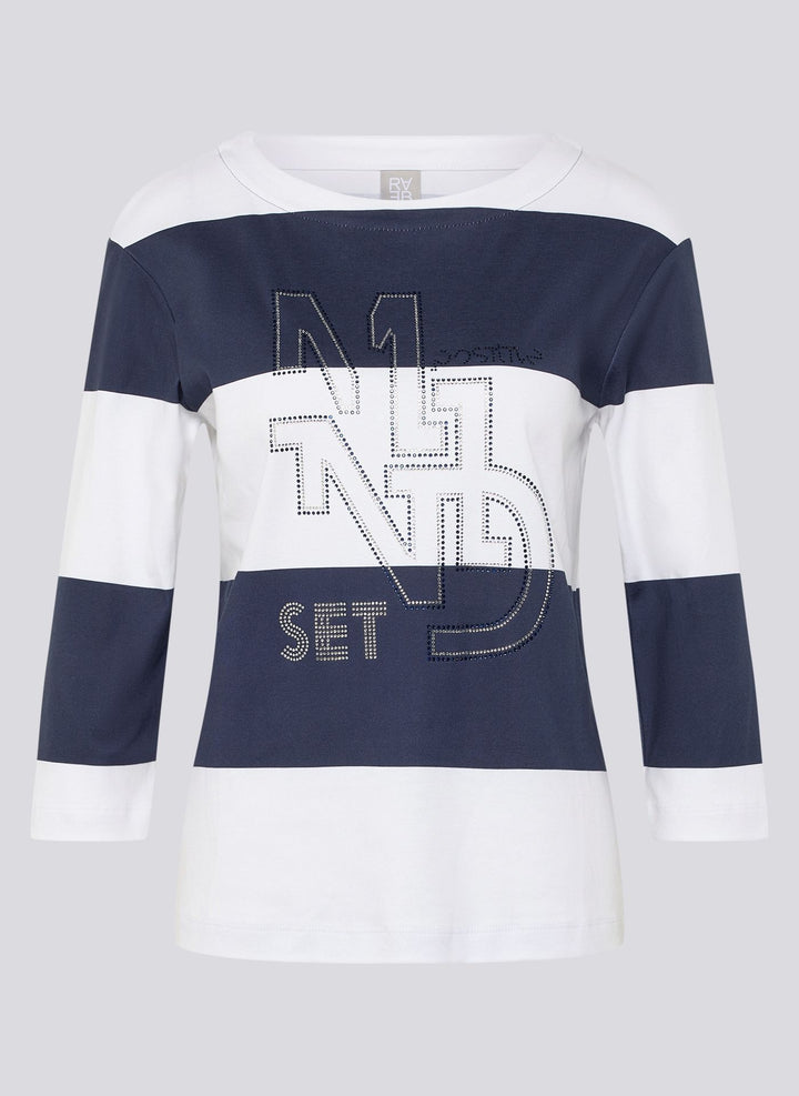 Chemise à larges rayures marines Rabe