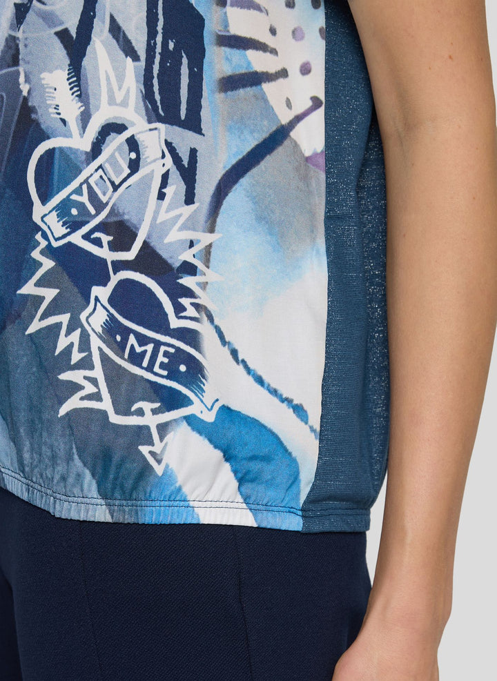 Haut Rabe bleu marine à imprimé intégral