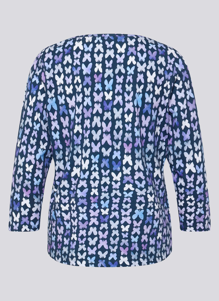 Chemise Rabe bleu marine à imprimé papillon