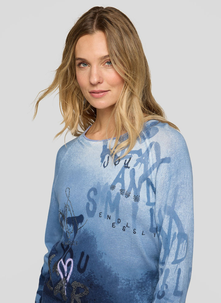 Pull Rabe bleu marine à imprimé lettrage