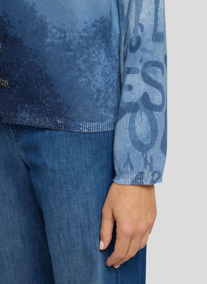 Pull Rabe bleu marine à imprimé lettrage