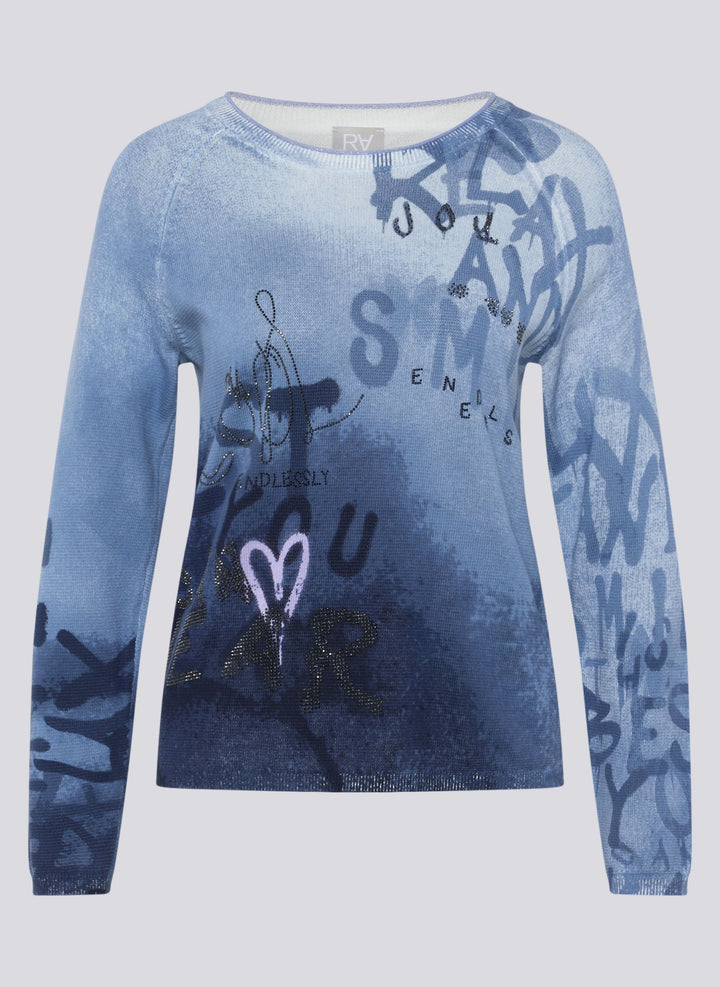 Pull Rabe bleu marine à imprimé lettrage