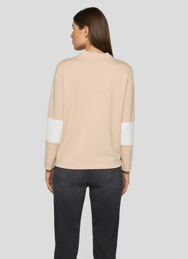 Pull Rabe beige imprimé « Be Happy »