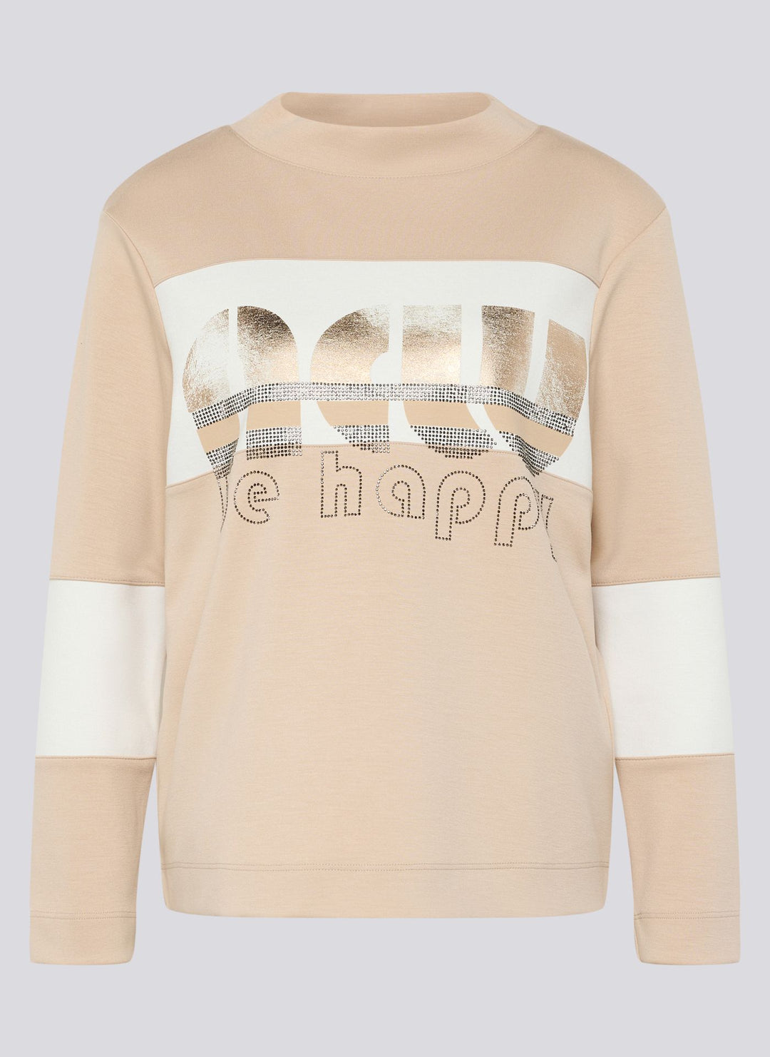 Pull Rabe beige imprimé « Be Happy »