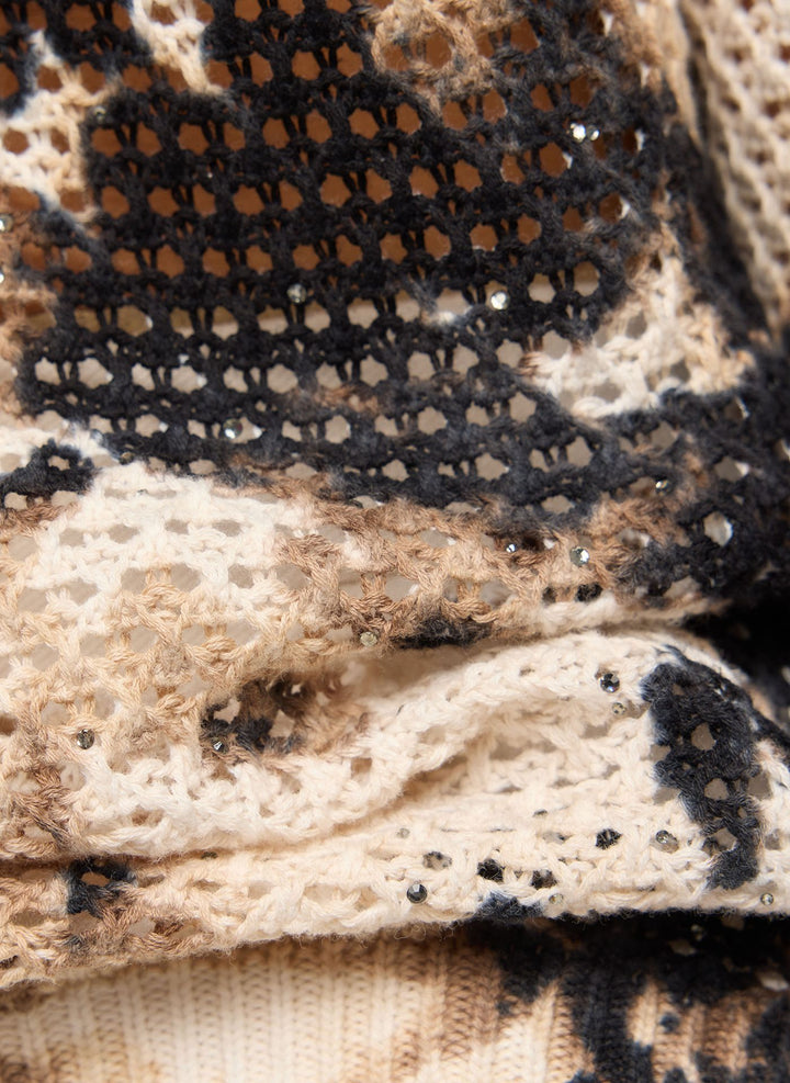 Pull Rabe beige à motif floral en maille