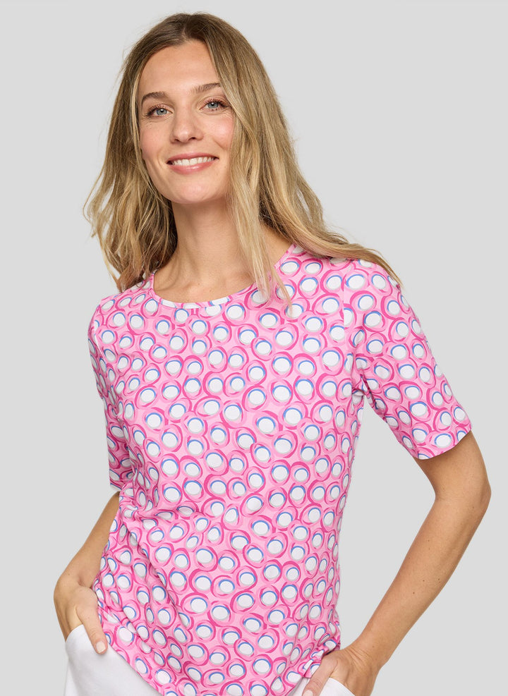 Chemise à motif de cercles graphiques rose Rabe