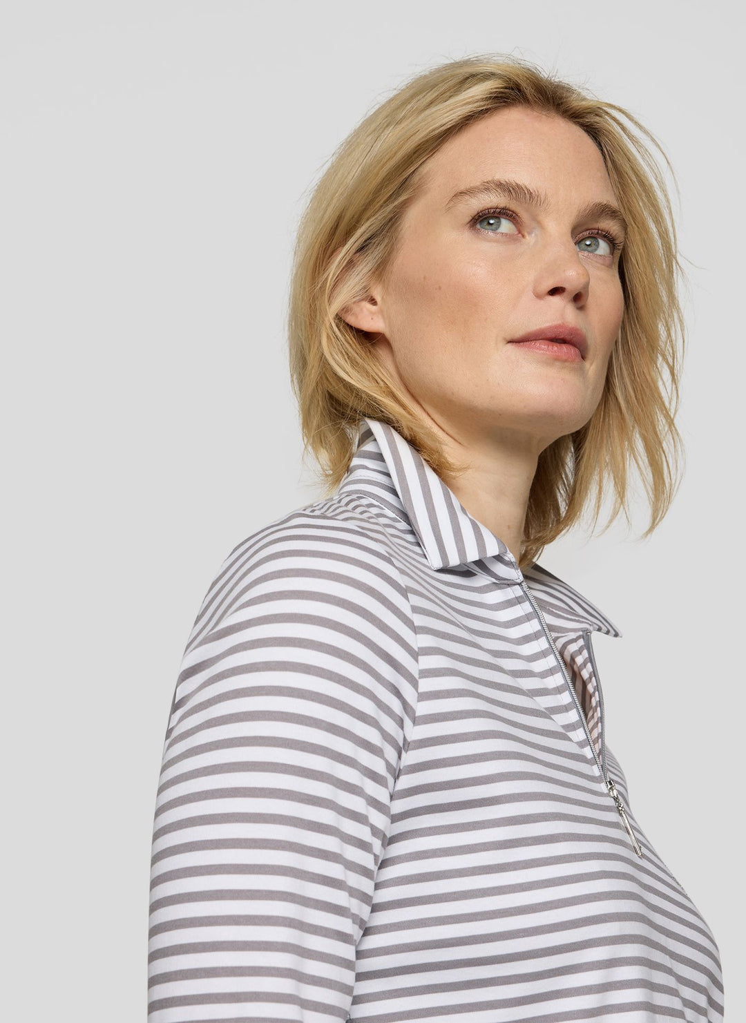 Polo rayé gris Rabe, sweat-shirt zippé