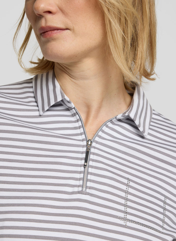Polo rayé gris Rabe, sweat-shirt zippé