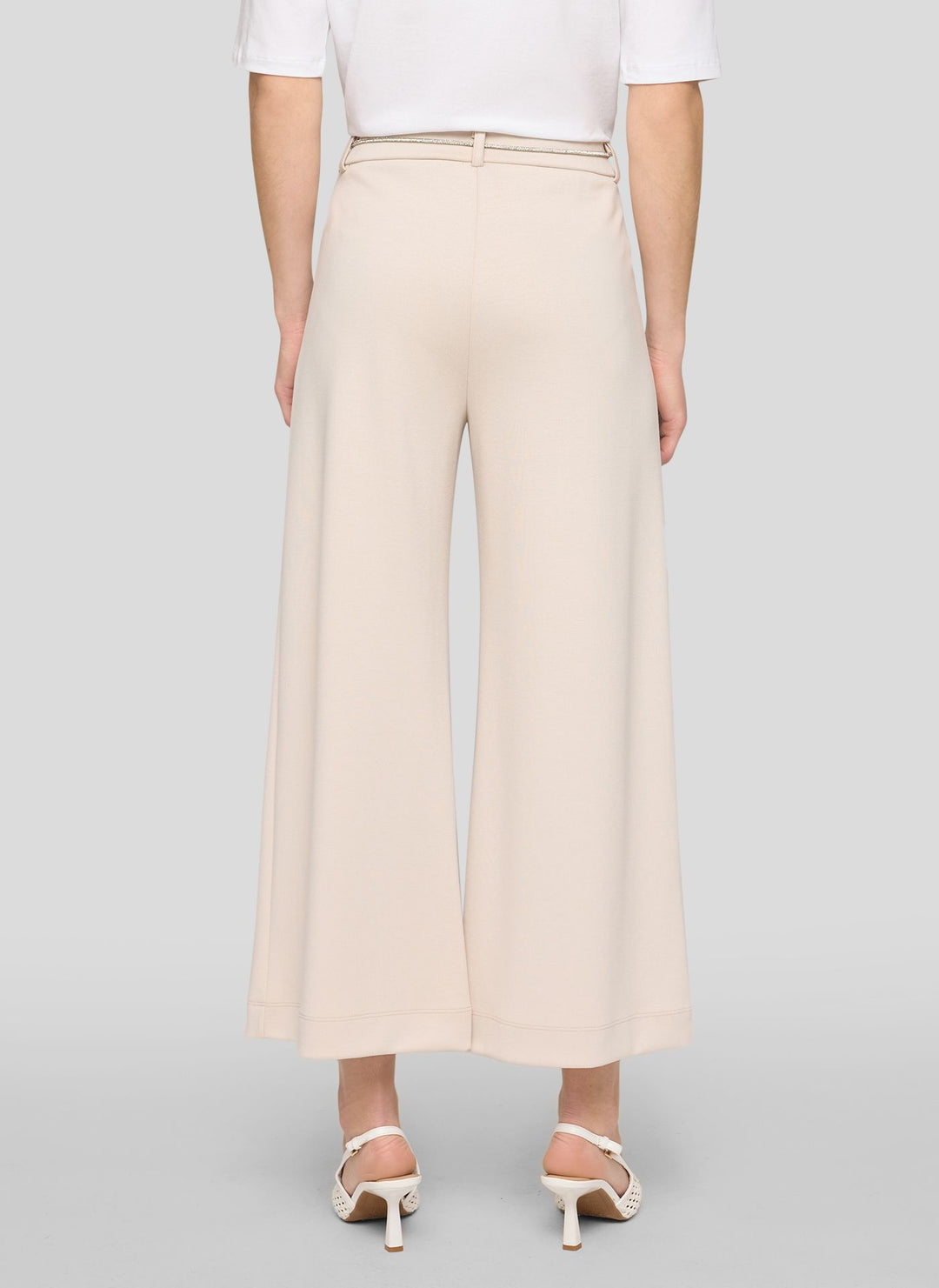 Rabe Beige Wide Leg Trousers with Rhinestone Tie