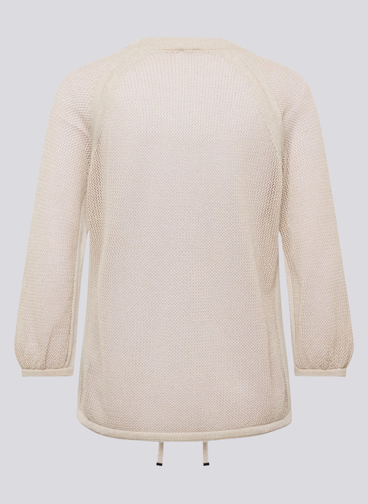 Rabe Beige Textured Knit Zip Cardigan