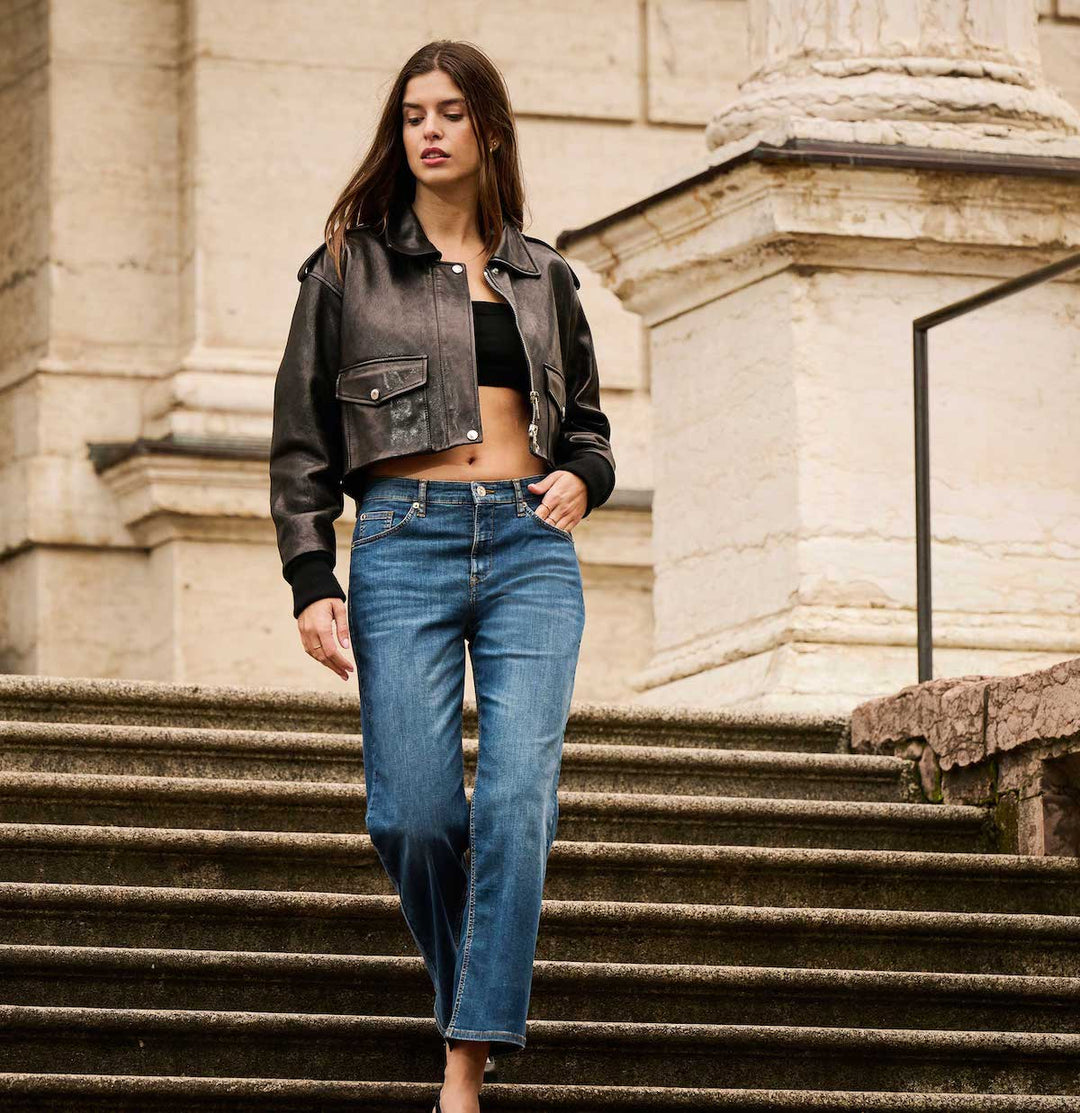Jean culotte Mac Jeans léger basique en denim bleu pierre