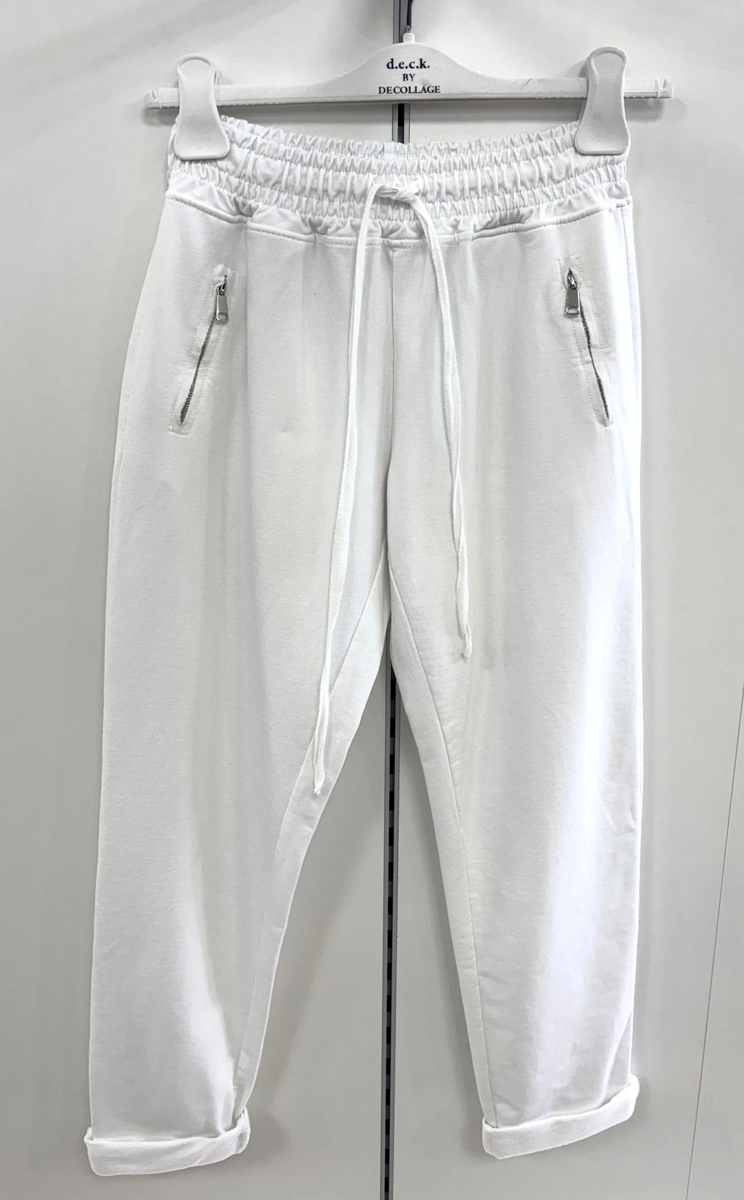 Decollage White Basic Zip Pocket Joggers