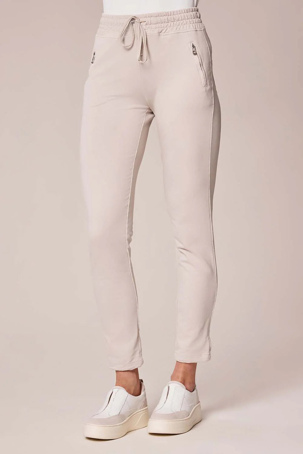 Decollage Beige Basic Zip Pocket Joggers