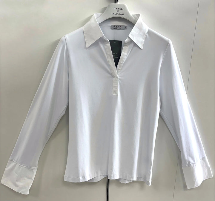 Chemise blanche à décolleté extensible avec col et poignets