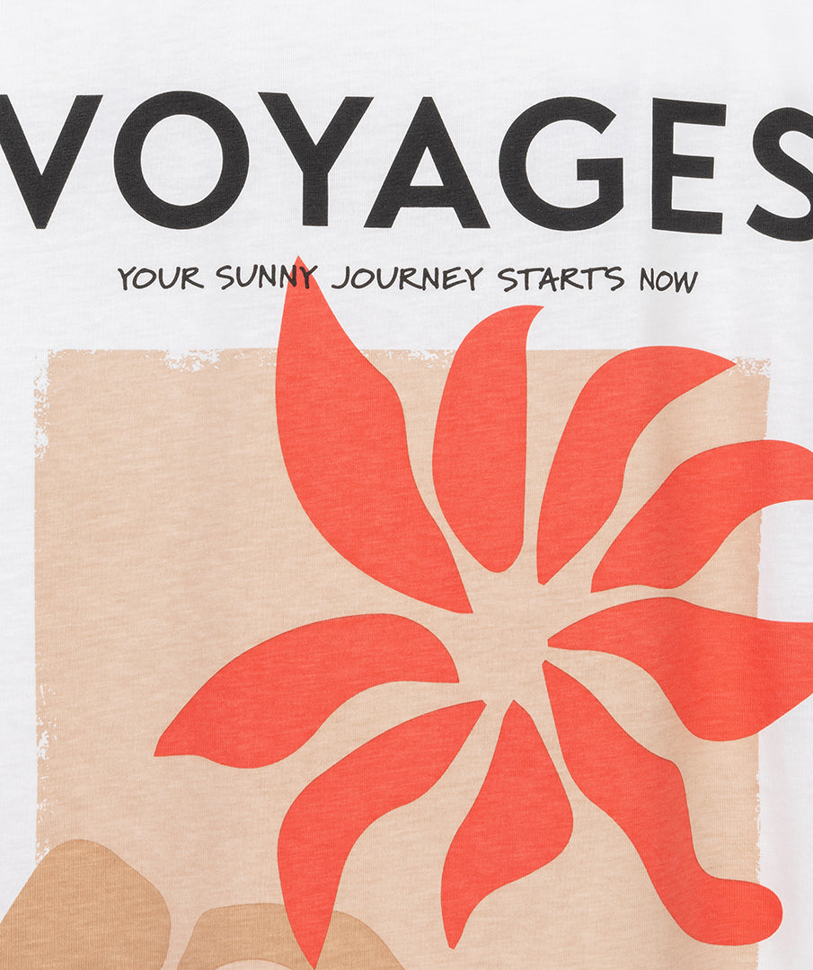 Haut imprimé Esqualo Off White « Club Voyages »
