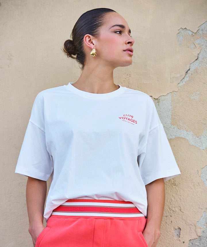 Haut imprimé Esqualo Off White « Club Voyages »