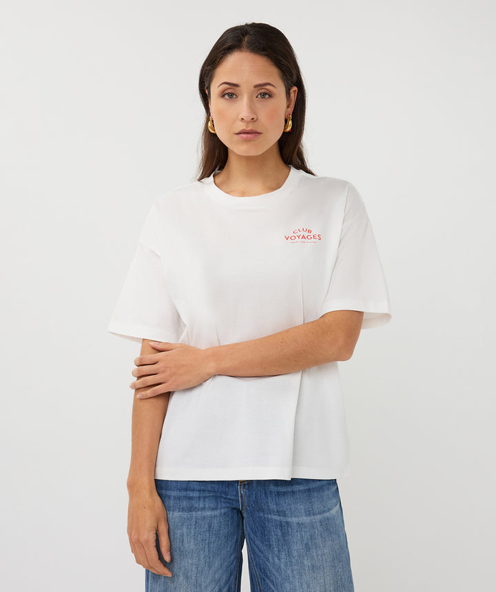 Haut imprimé Esqualo Off White « Club Voyages »
