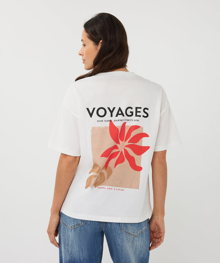 Haut imprimé Esqualo Off White « Club Voyages »