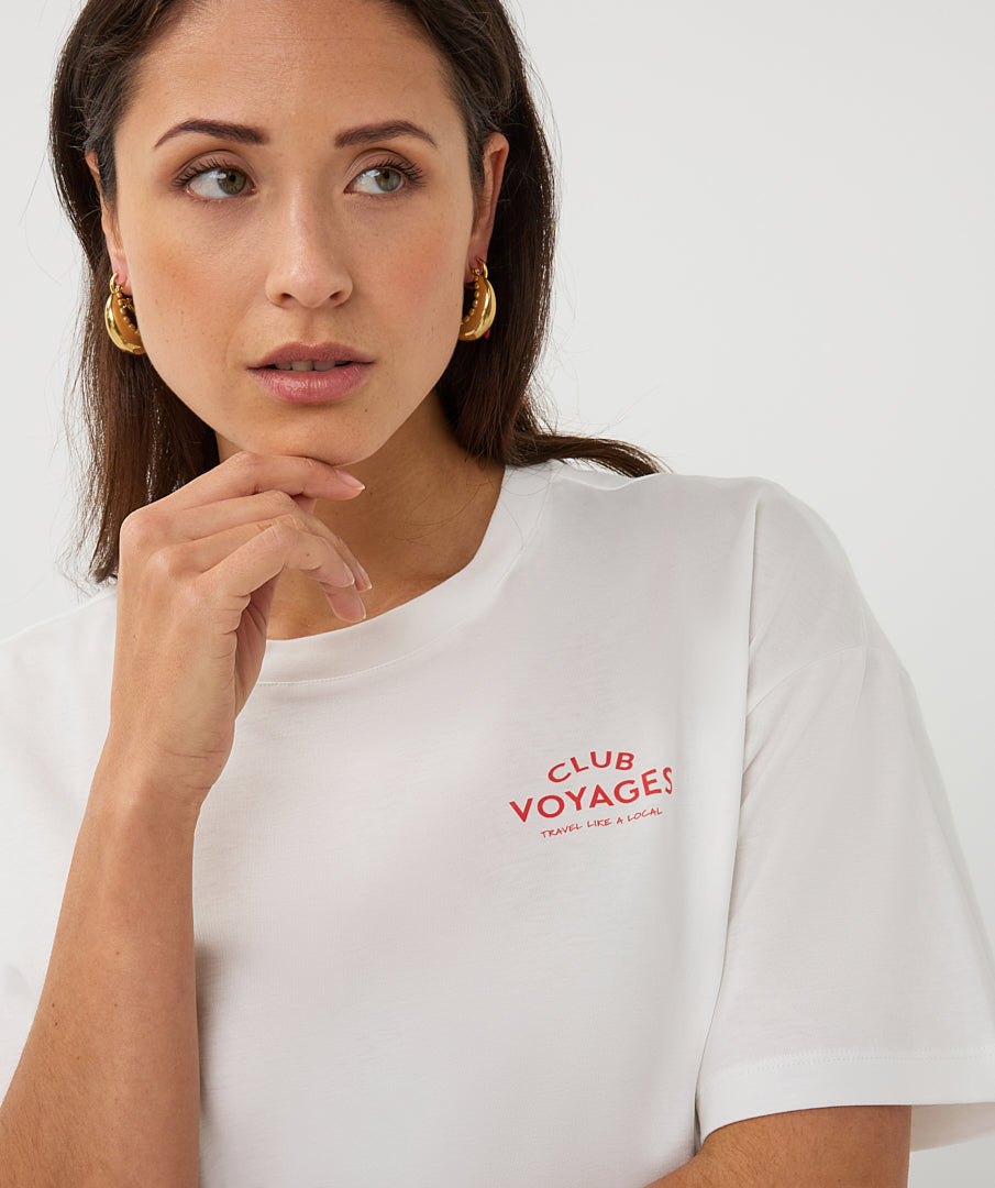 Haut imprimé Esqualo Off White « Club Voyages »