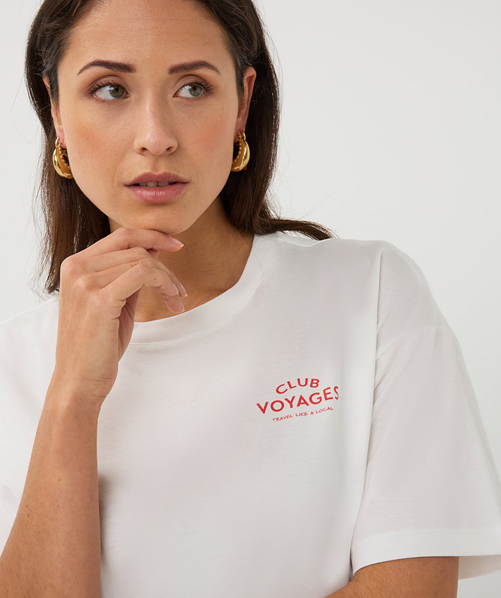 Haut imprimé Esqualo Off White « Club Voyages »