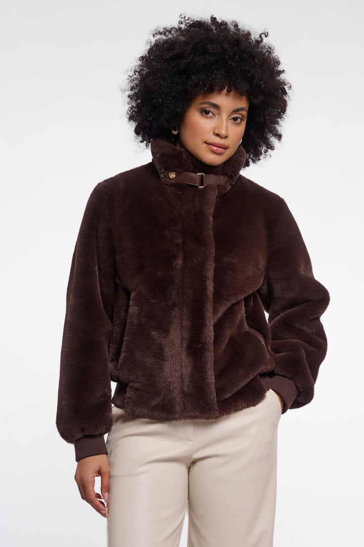 Rino & Pelle Ambra Short Faux Fur Jacket, Coffee Roast
