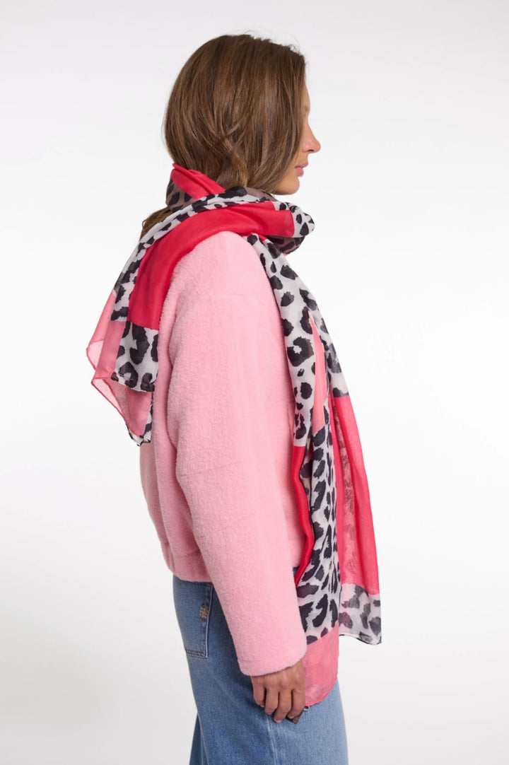 Écharpe Rino & Pelle Avra ​​à imprimé léopard et blocs de couleurs
