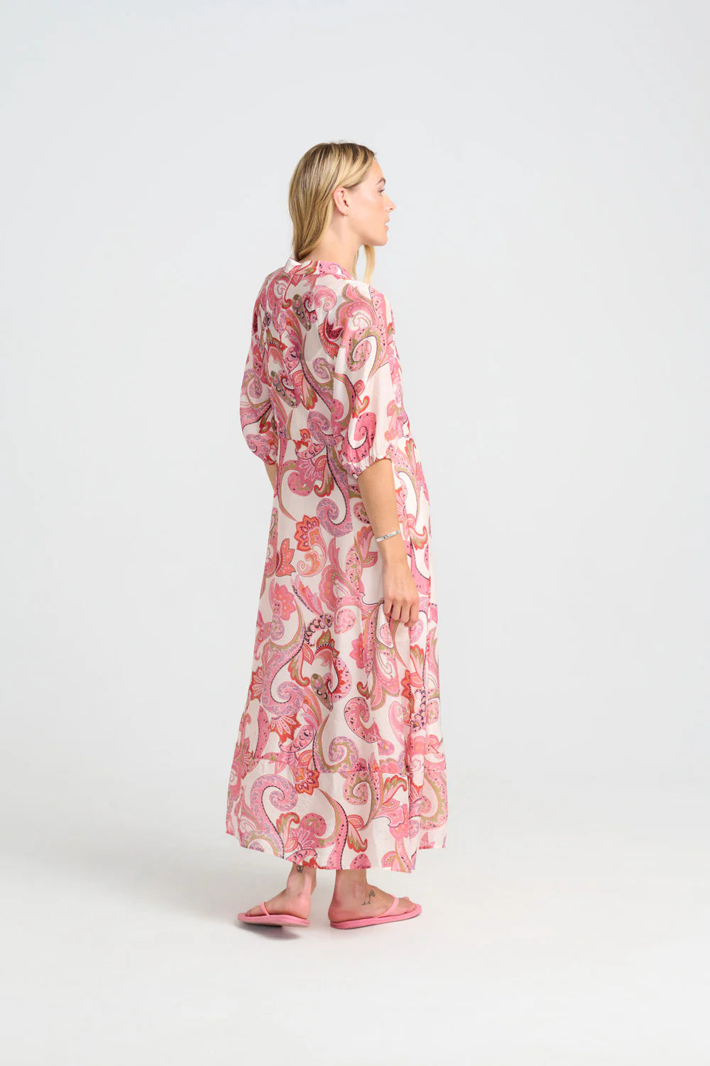 Robe longue rose jonquille Costamani
