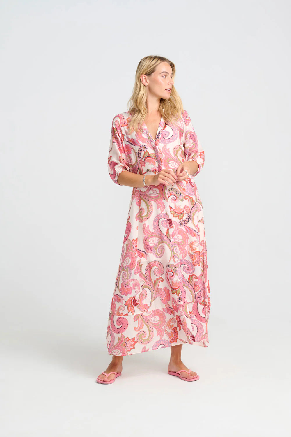 Robe longue rose jonquille Costamani