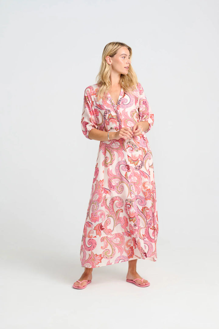 Robe longue rose jonquille Costamani