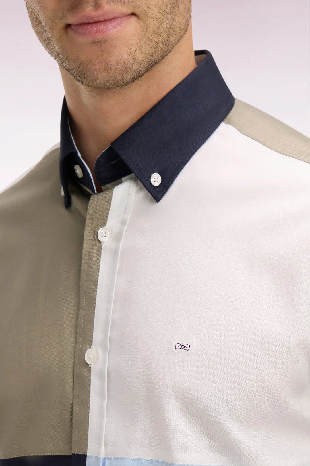 Eden Park Colour Block Sky Cotton Shirt