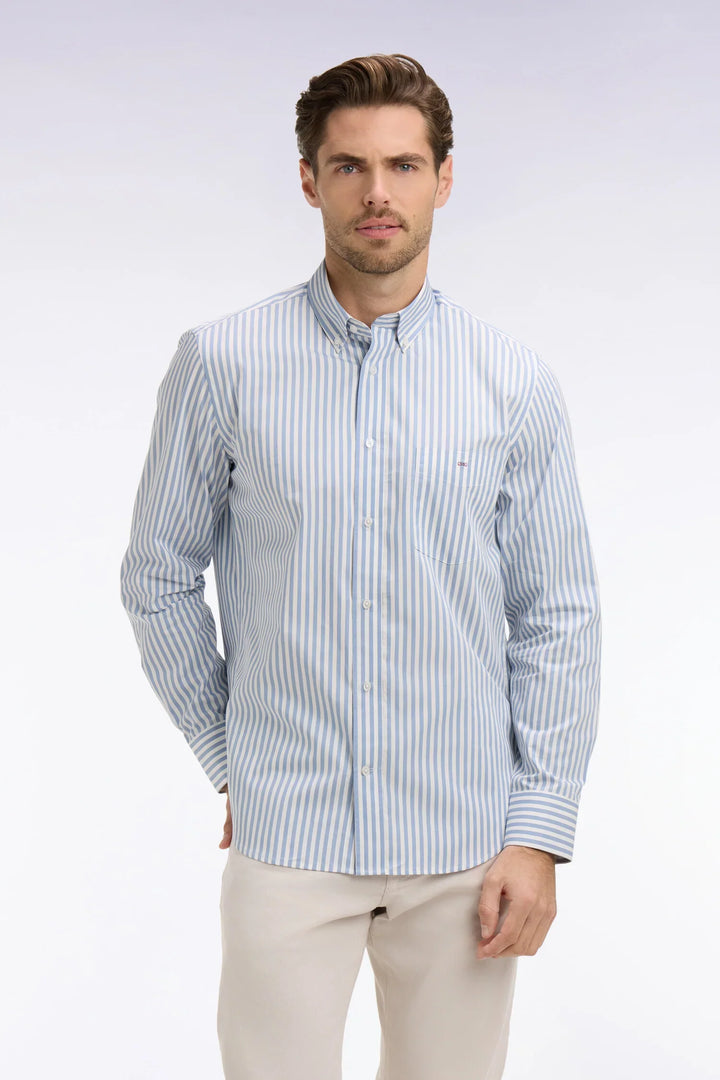Eden Park Blue Cotton Button-Down Striped Shirt
