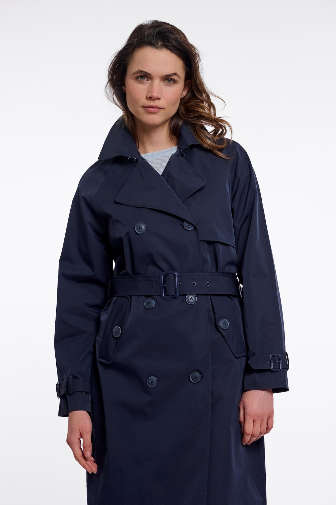 Manteau croisé bleu marine Rino & Pelle Era