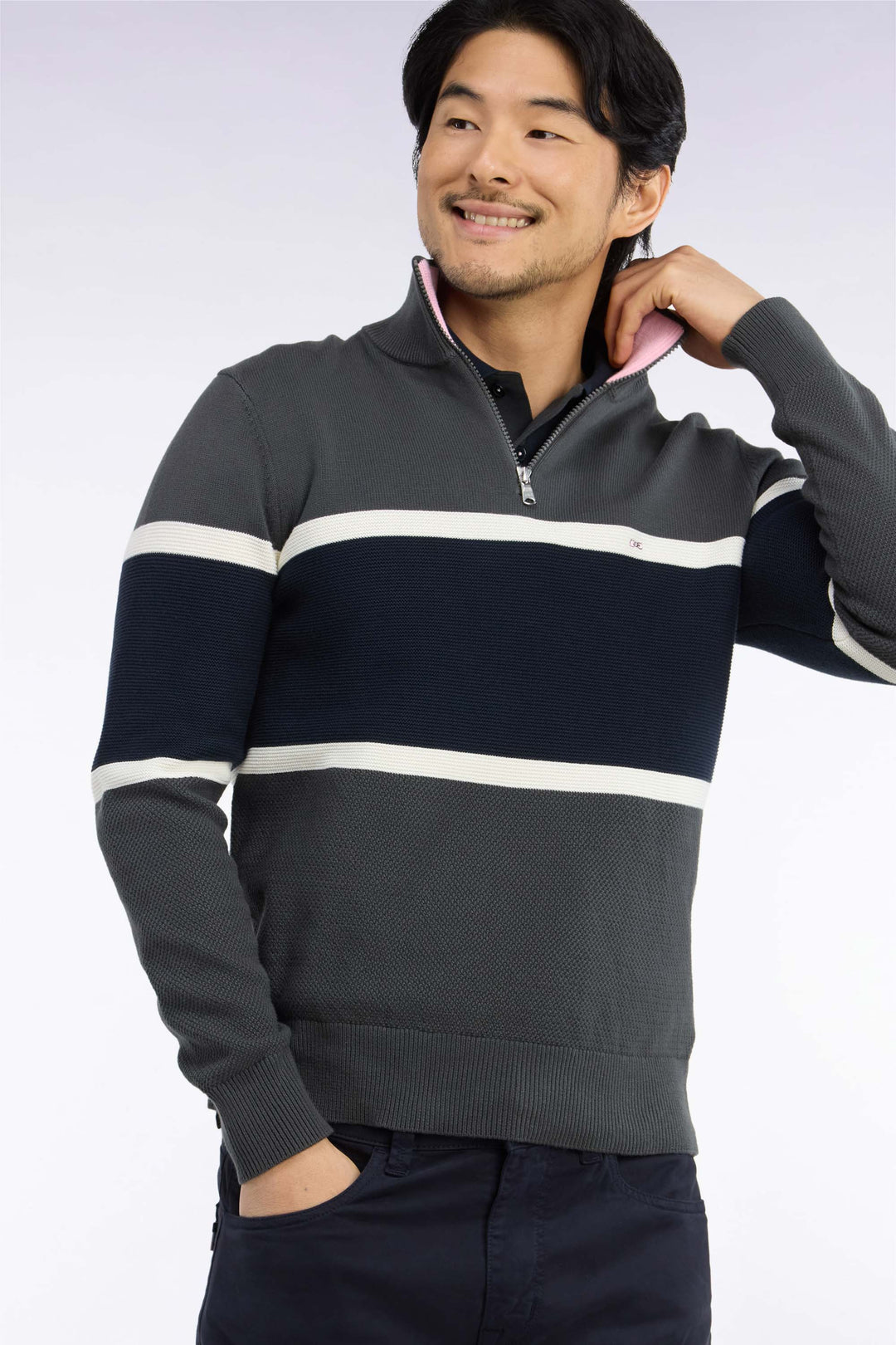 Eden Park Cotton Trucker Neck Sweater, Khaki